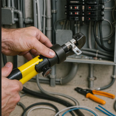 Pince a sertir​ avec cosse dans le mandrin