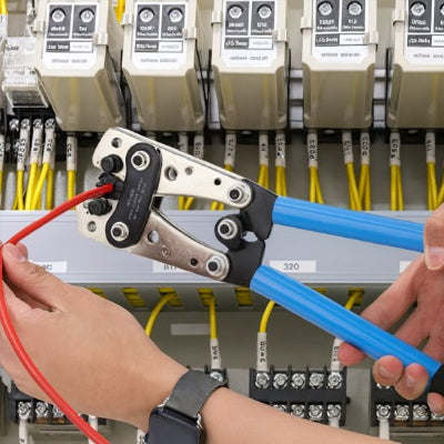 Pince a sertir coupe cable gros poignée bleu